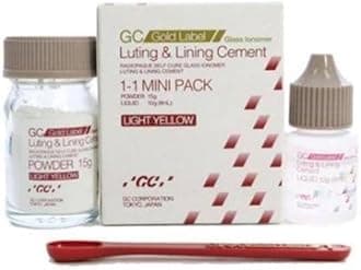 GC Gold Label Luting and Lining Cement, Light Yellow, 1-1 Mini Pack, Glass Ionomer