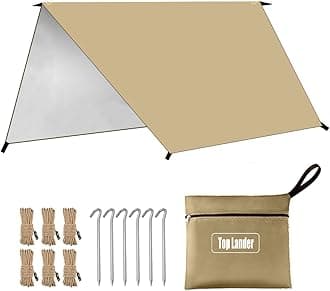 Top Lander Camping Tarp Watreproof Tent Shelter Mutifunctional Awning Canvas for Hammock Bushcraft Car Backpacking Outdoor Survival