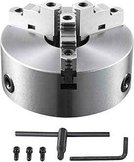 VEVOR 3-Jaw Self-Centering Lathe Chuck, 8'' - 0.16-8 in/4-200 mm Clamping Range, T-Key Fixing Screws, Hexagon Wrench, for Lathe, 3D Printer, Machining Center, Milling, Drilling Machine