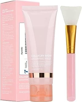 Collagen Night Wrapping Mask,Overnight Collagen Wrapping Mask,Collagen Peel Off Face Mask,Elasticity and Hydration Care,2.53 fl.oz(Brush Included)