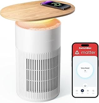 4 in 1 Air Purifiers Table with Matter, Up to 3620 ft², H13 HEPA Pet Filter, Wireless Charging, Washable Pre-filter, 10 RGB Colors, Work with Apple Home, Google Home, HomeAssistant