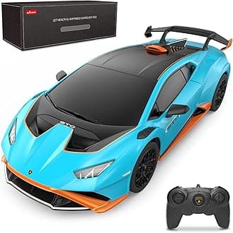 RASTAR Lamborghini Remote Control Car, 1:24 RC Lamborghini Huracán STO Toy Car, Blue, Kids & Adults, Unisex