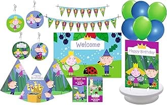 - PRETTY UR PARTY Ben and Holly's Little Kingdom Party Decorations for birthday- 80 pcs Include Bunting, Balloons, Thank You, Centerpiece, Danglers, Welcome Poster, for Girl, Boys Kids