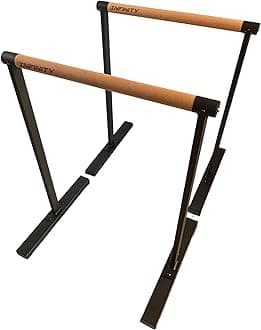 INFINITY Large Parallettes P-bars Parallel Bars with Wooden Handles and Black Metal Frame For Callisthenics, Gymnastics, Handstands, Planche, Fitness Equipment, Crossfit, Home gym & Commercial (Pair)