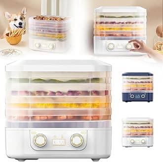 Food Dehydrator with 5 Trays for Home, 2025 Upgrade Digital Adjustable Timer & Temperature Control, Ideal for Fruits, Meat, Vegetables, Candy & Snacks (White)