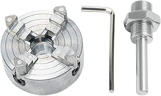 Z011 4-Jaw Lathe Chuck, Mini Lathe Chuck with Connecting Rod and Wrench, Self Centering Wood Turning Chuck, Power Lathe Accessory