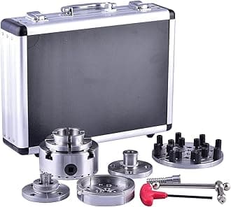 CKS375 Wood Lathe Chucks, 3.75" 4-Jaw Self-Centering Scroll Chuck with 1" x 8TPI Thread Woodworking Turning Tools Set Include(3.75 Gear Chuck,5 Interchangeable Jaws, 1 Wood Screw)