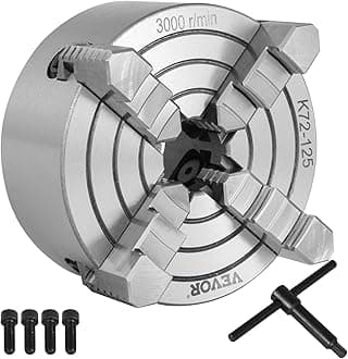 VEVOR K72-125 Lathe Chuck 5 Inch 4-Jaw, Metal Lathe Chuck Turning Machine Accessories, for Lathes Machine
