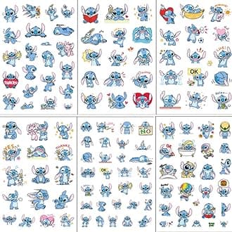 FEIFEI'S BOW 120pcs 6 Sheets Kids Toddlers Stch Stickers Party Bag Fillers Boys Girls Teachers as Reward Craft Scrapbooking in Box Gift Set (Stch)