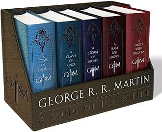 A Game Of Thrones Leather-Cloth Boxed Set: A Game Of Thrones, A Clash Of Kings, A Storm Of Swords, A Feast For Crows, And A Dance With Dragons