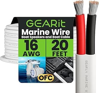 GEARit 16 Gauge Marine Wire, 16/2 AWG (20ft) Marine Grade Tinned Copper Oxygen Free, Duplex 2-Conductor Insulated Red & Black Electrical Cable for Boat, Automotive, RV, Camper, Trailer